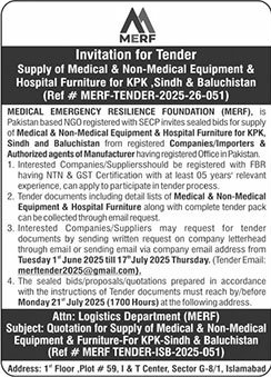 MERF Islamabad Tender Notice